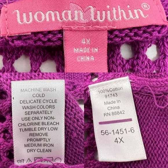 Woman Within Pink Floral Sleeveless Maxi Dress with Crochet Sweater Size 4X NWT - Picture 10 of 15